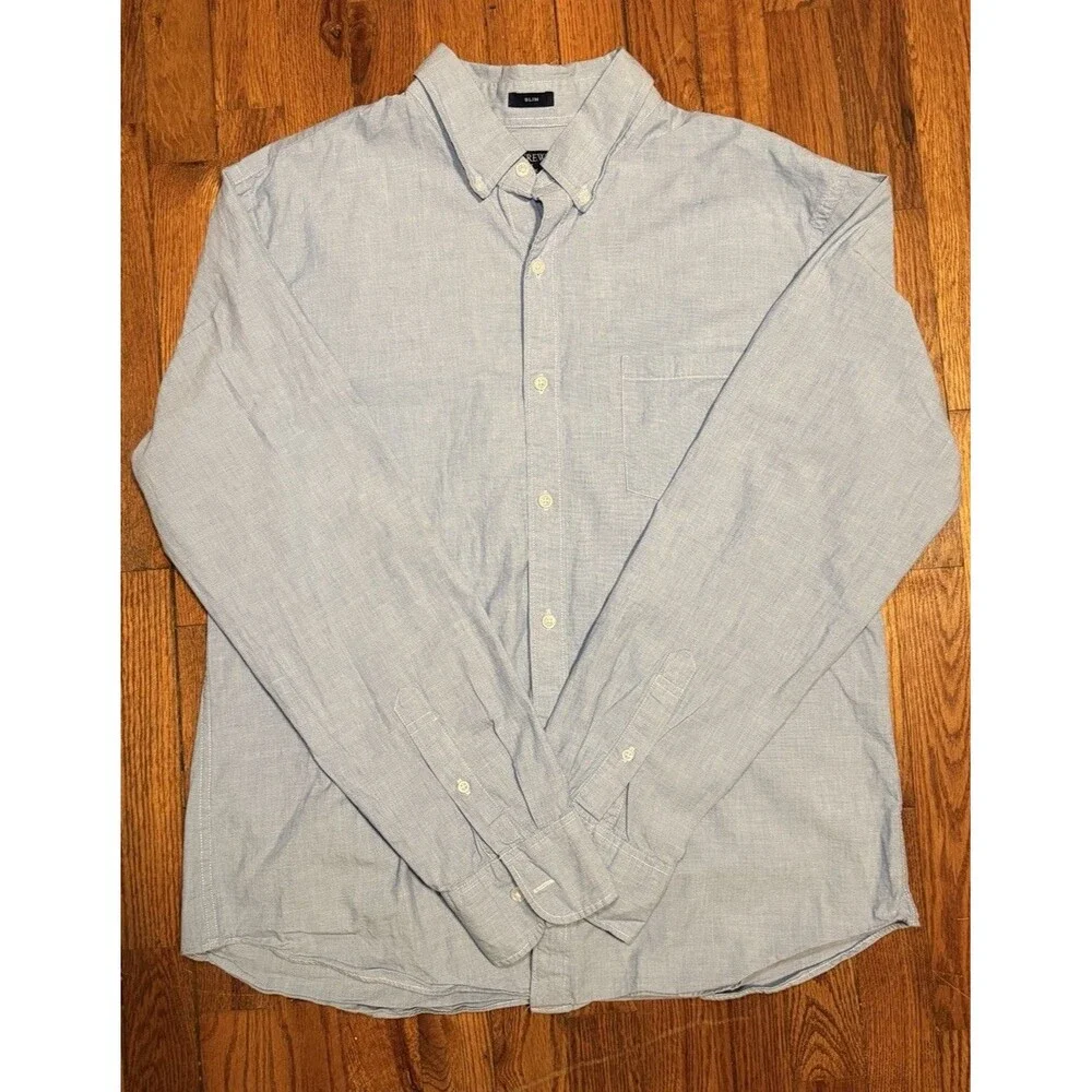 J.CREW Chambray Men’s Slim Fit Button-Down Shirt Blue XL